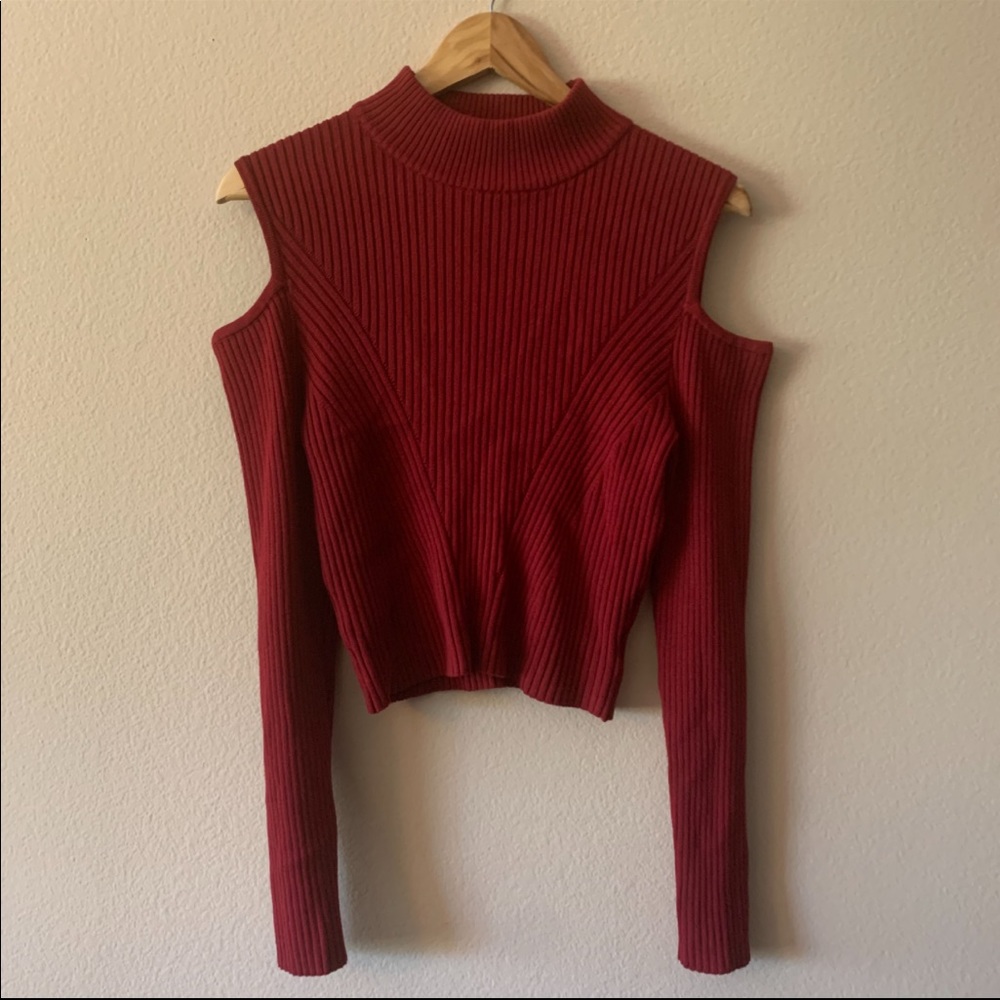 BEBE open shoulder sweater crop top